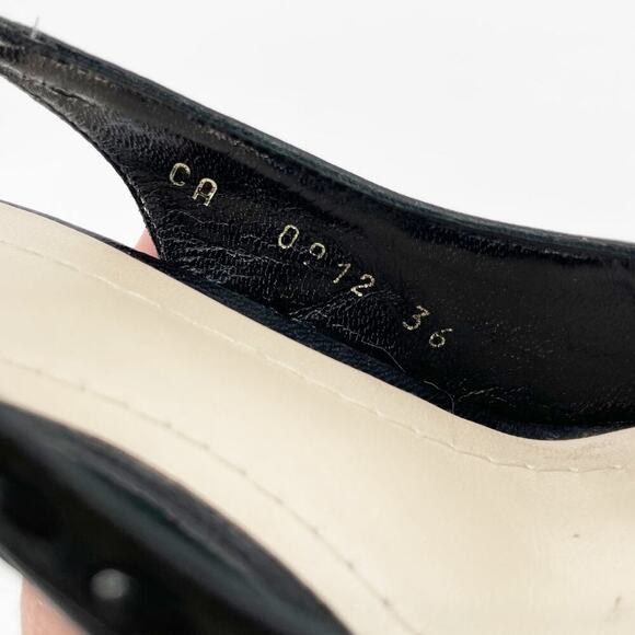Dior Black Cannage Patent and Leather Bow CD Logo Slingback Pump size 36 - Picture 9 of 11